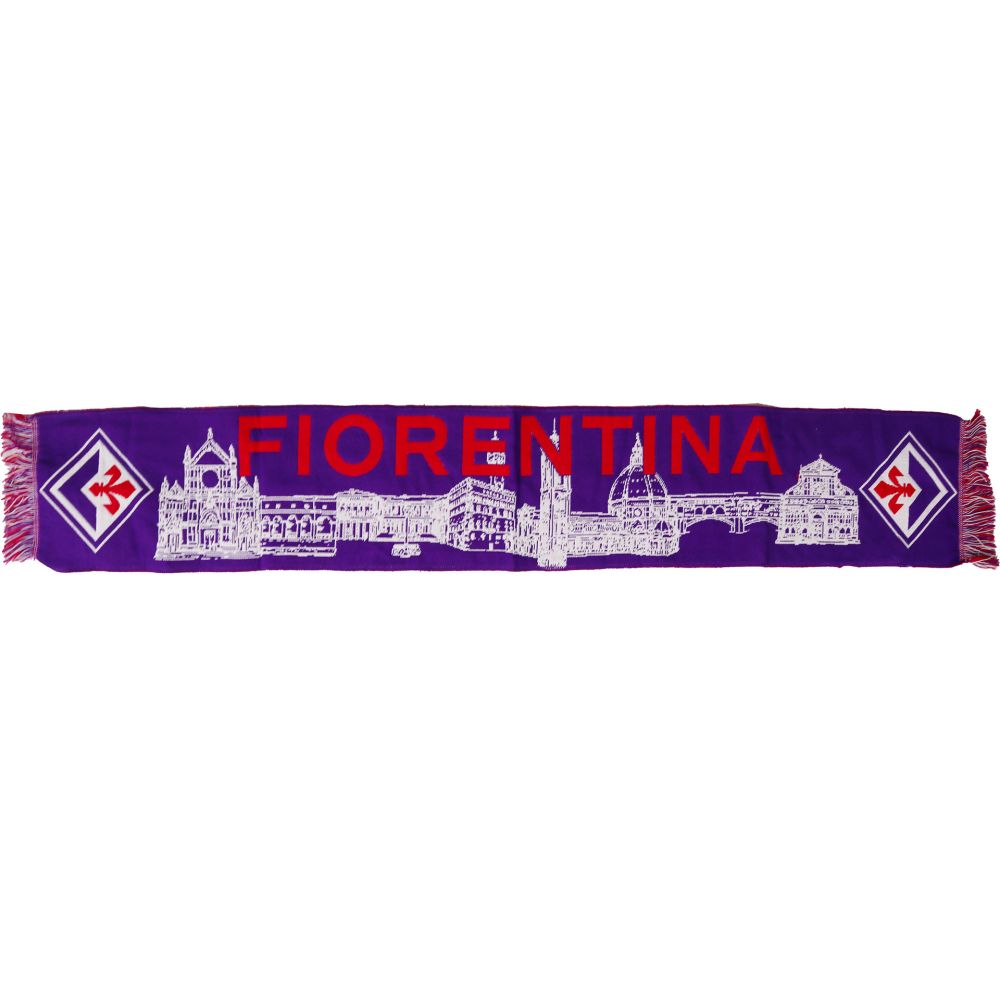 SCIARPA JACQUARD FIORENTINA VIOLA E ROSSA SKYLINE