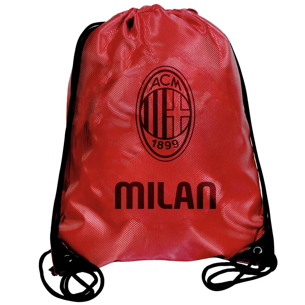 SACCA IN NYLON ROSSA CON LOGO AC MILAN STAMPATO AD 1 COLORE