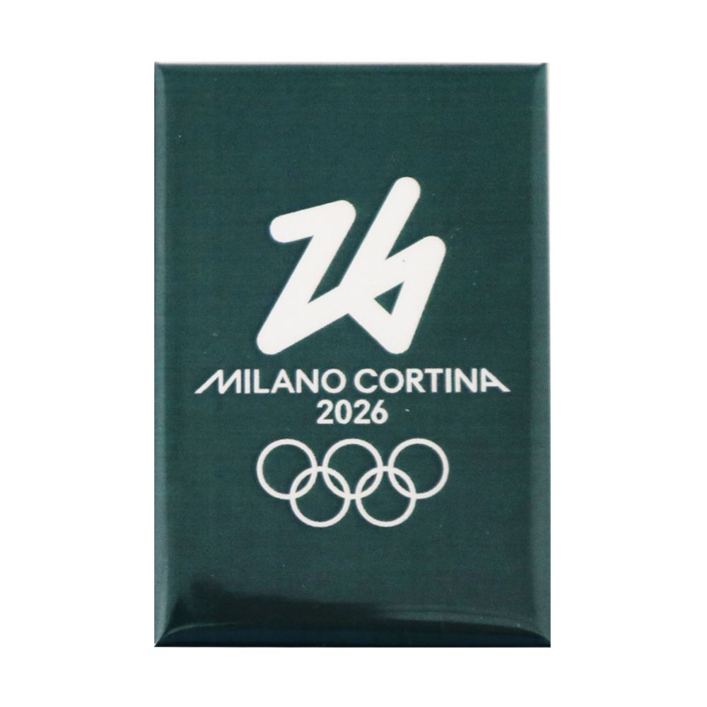 Magnete Stampato 78x53 Mm Olympic Emblema Monocromatico Fondo Verde