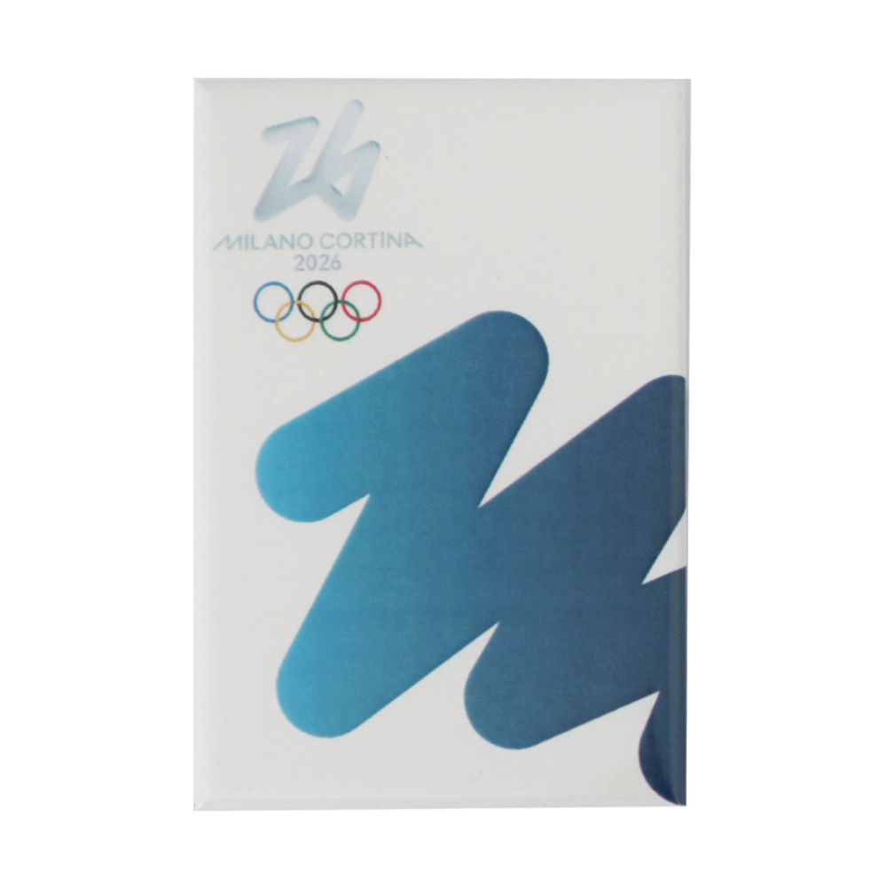 Magnete Stampato 78x53 Mm Olympic Emblema Sign Blu Fondo Bianco