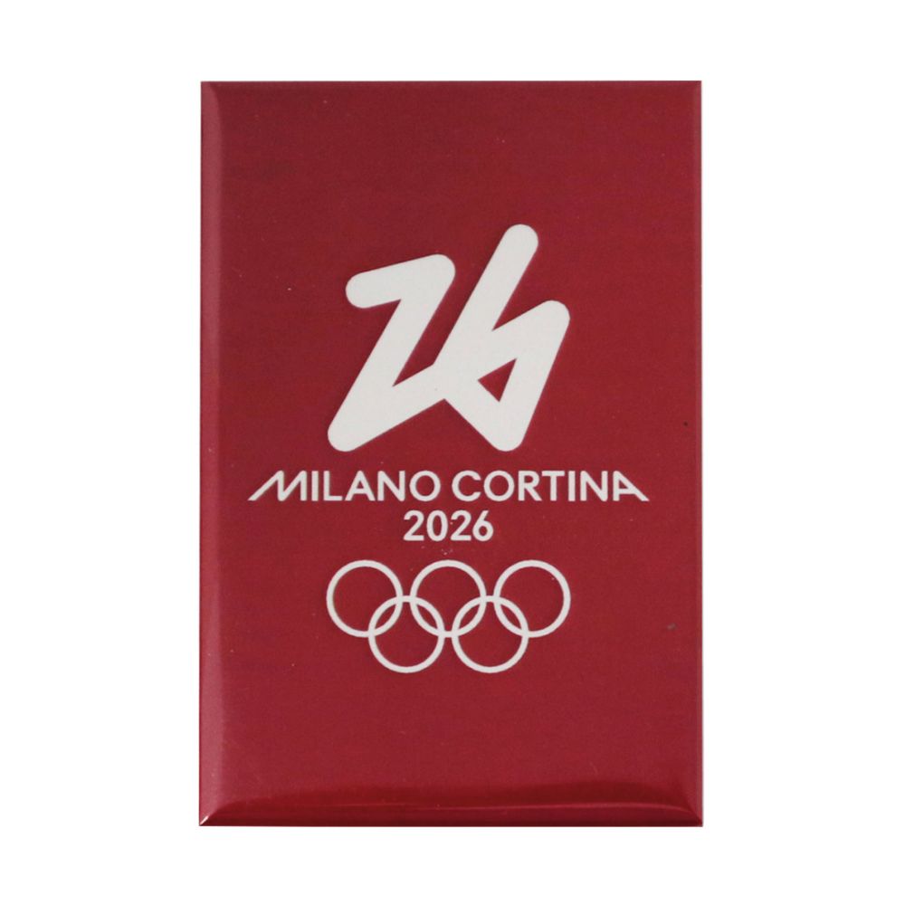 Magnete Stampato 78x53 Mm Olympic Emblema Monocromatico Fondo Bordeaux