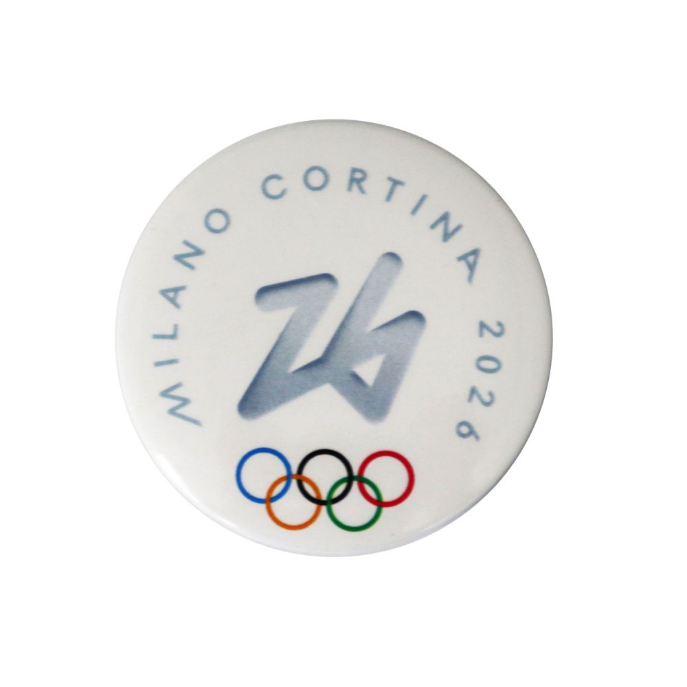 Magnete Apribottiglie Stampato Dia 55 Mm Olympic Emblema Su Fondo Bianco