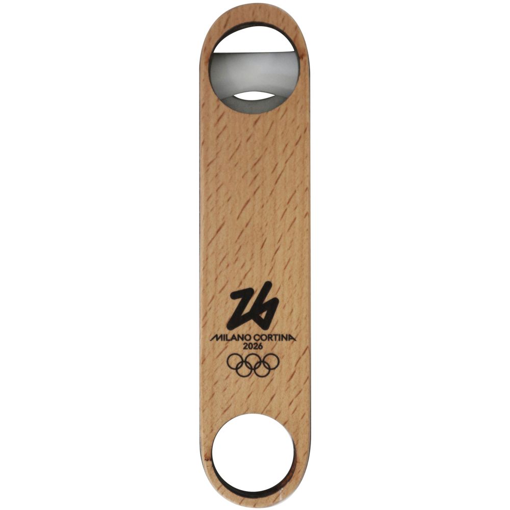 Apribottiglie Acciaio Legno H 175 Mm Olympic Emblema Monocromatico Nero