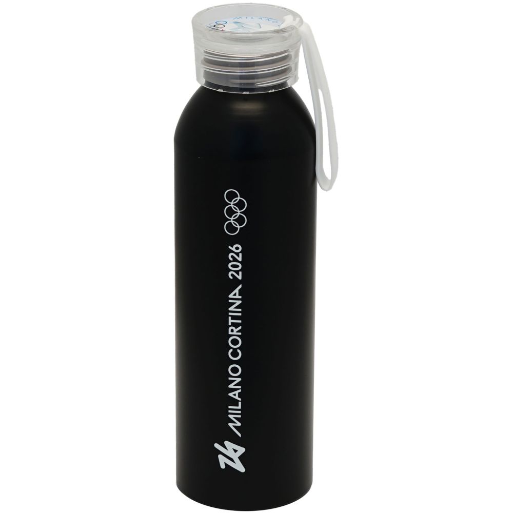 Borraccia Alluminio Nera Opaca 650 Ml Olympic Emblema Monocromatico E Ad