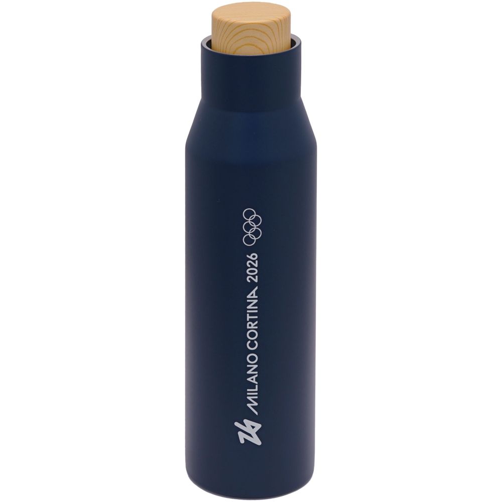 Borraccia Termica Blu Tappo Effetto Bambu' 500 Ml Olympic Emblema Scritt