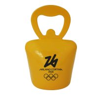 APRIBOTTIGLIA MAGNETICO GIALLO A CAMPANA OLYMPIC EMBLEMA STAMPATO NERO