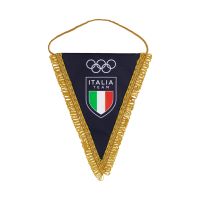 GAGLIARDETTO TRIANGOLARE BLU MIS. 14X17 FRANGIA ORO OLYMPIC+ITALIA TEAM