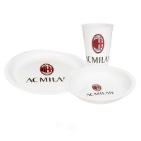 GIFT SET3 PEZZI PIATTO PIANO + FONDO + BICCHIERE A.C. MILAN