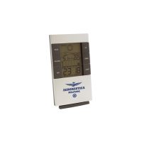 STAZIONE METEO CON PREVISIONE DEL TEMPO DISPLAY ILLUMINATO LCD, FUNZIONE ALLARME, INDICAZIONE DEL GIORNO, TERMOMETRO, PIEDINO DA APPOGGIO SUL RETRO DIMENSIONI 14 X 8 X 2 CM