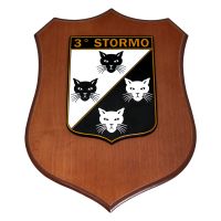 CREST IN METALLO SMALTATO BASE LEGNO 22,5X17,5CM 3 STORMO AERONAUTICA MILITARE