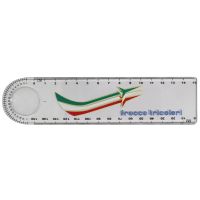 RIGHELLO TRASPARENTE F.T. 15 CM CON LENTE D'INGRADIMENTO FRECCE TRICOLORI