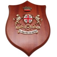 CREST IN METALLO SMALTATO BASE LEGNO 25X18,5CM BRIGATA SASSARI ESERCITO ITALIANO