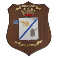 CREST IN METALLO SMALTATO BASE LEGNO 22,5X17,5CM SCUOLA TRASMISSIONI E INFORMATICA ESERCITO ITALIANO