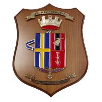 CREST IN METALLO SMALTATO BASE LEGNO 22,5X17,5CM 85 RAV VERONA ESERCITO ITALIANO