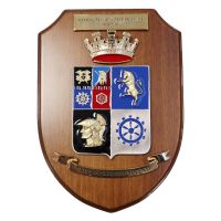 CREST IN METALLO SMALTATO BASE LEGNO 22X15CM UTT TORINO ESERCITO ITALIANO