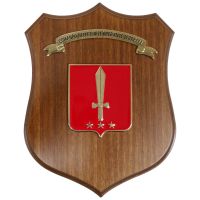 CREST IN METALLO SMALTATO BASE LEGNO 22,5X17,5CM COMFOTER ESERCITO ITALIANO