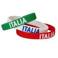 KIT 3 BRACCIALETTI TRICOLOREIN SILICONE SCRITTA ITALA E LOGO FIGC