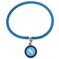 BRACCIALETTO IN SILICONE CELESTE CON CIONDOLO SMALTATO IN METALLO LOGO O