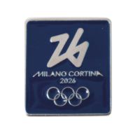 Magnete Smaltato 40x36 Mm Olympic Emblema Monocromatico Fondo Blu