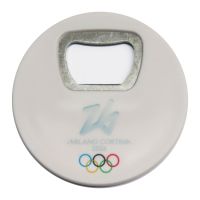 Magnete Apribottiglie In Abs Dia 67 Mm Olympic Emblema Su Fondo Bianco