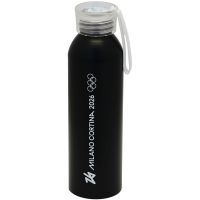 Borraccia Alluminio Nera Opaca 650 Ml Olympic Emblema Monocromatico E Ad