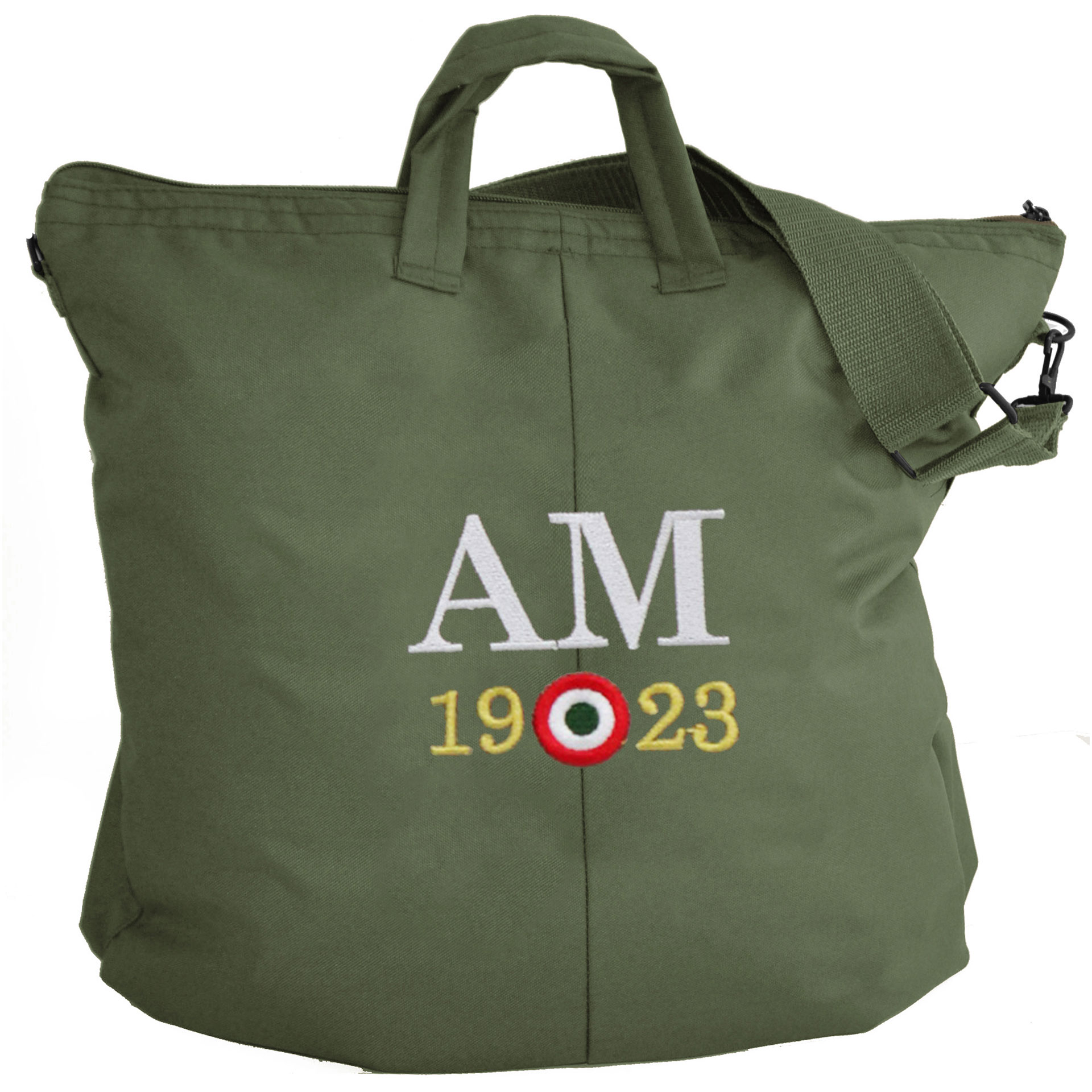 BORSA PORTACASCO VERDE CON LOGO RICAMATO AERONAUTICA MILITARE