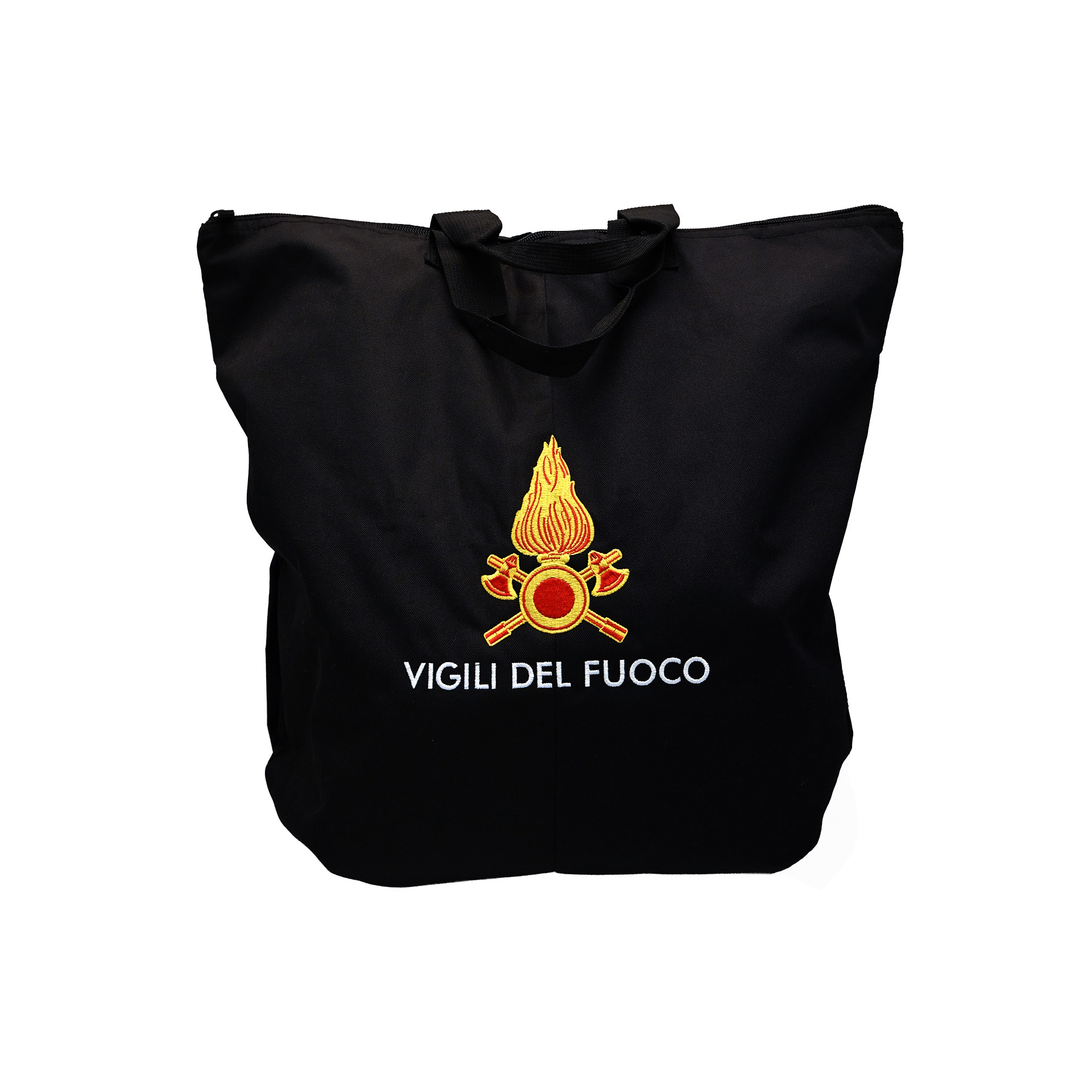BORSA PORTACASCO NERA VIGILI DEL FUOCO CON TRACOLLA 48X51 CM