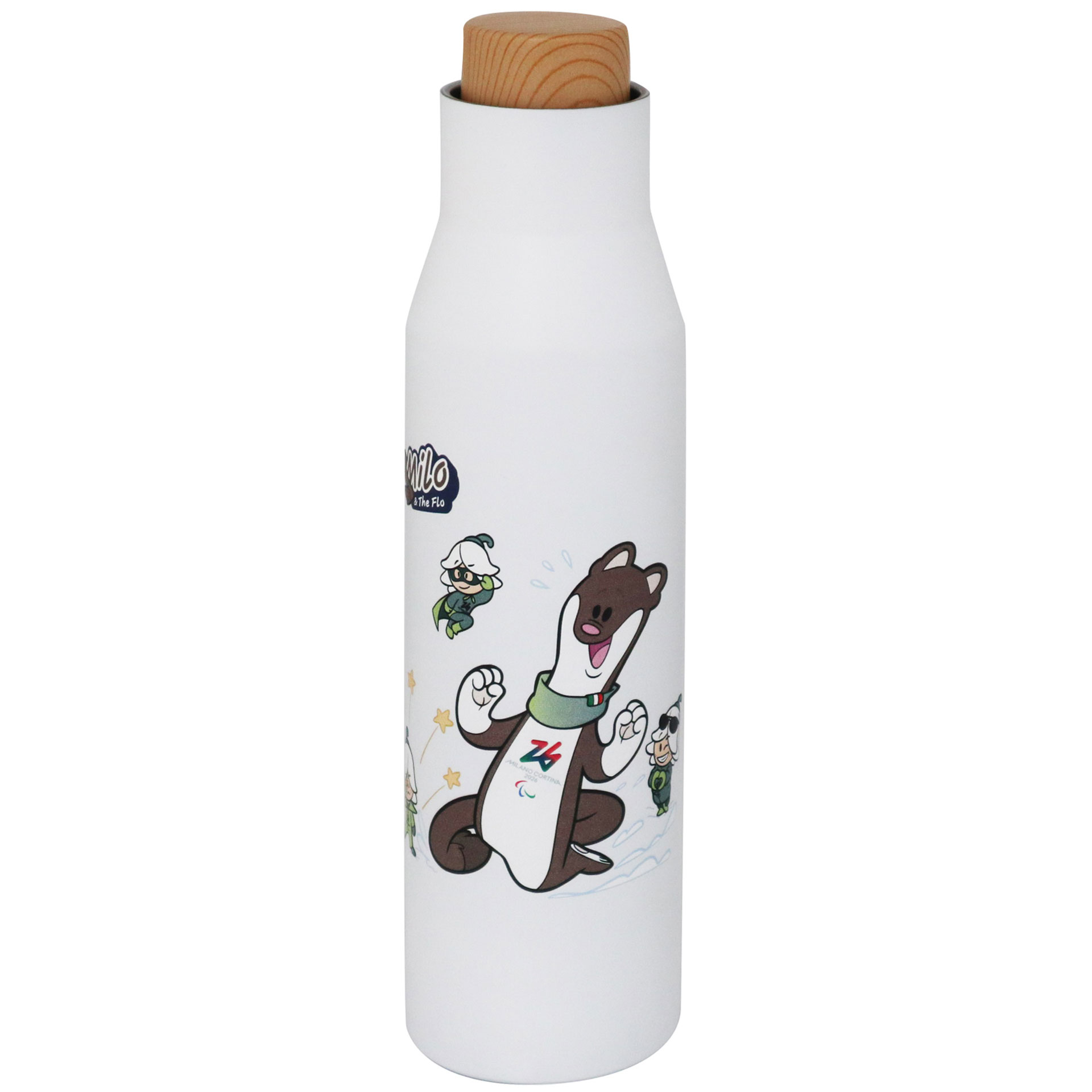 BORRACCIA TERMICA BIANCA TAPPO EFFETTO BAMBU' 500 ML PARALYMPIC MASCOT M