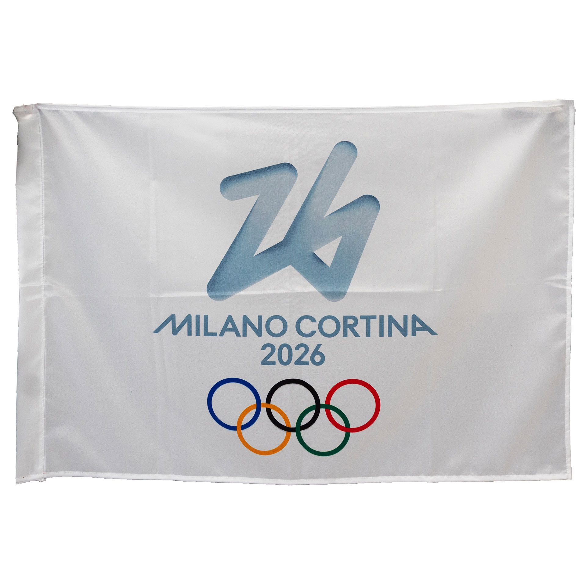 BANDIERA IN POLIESTERE 150X100CM SENZA ASTA FONDO BIANCO OLYMPIC EMBLEMA