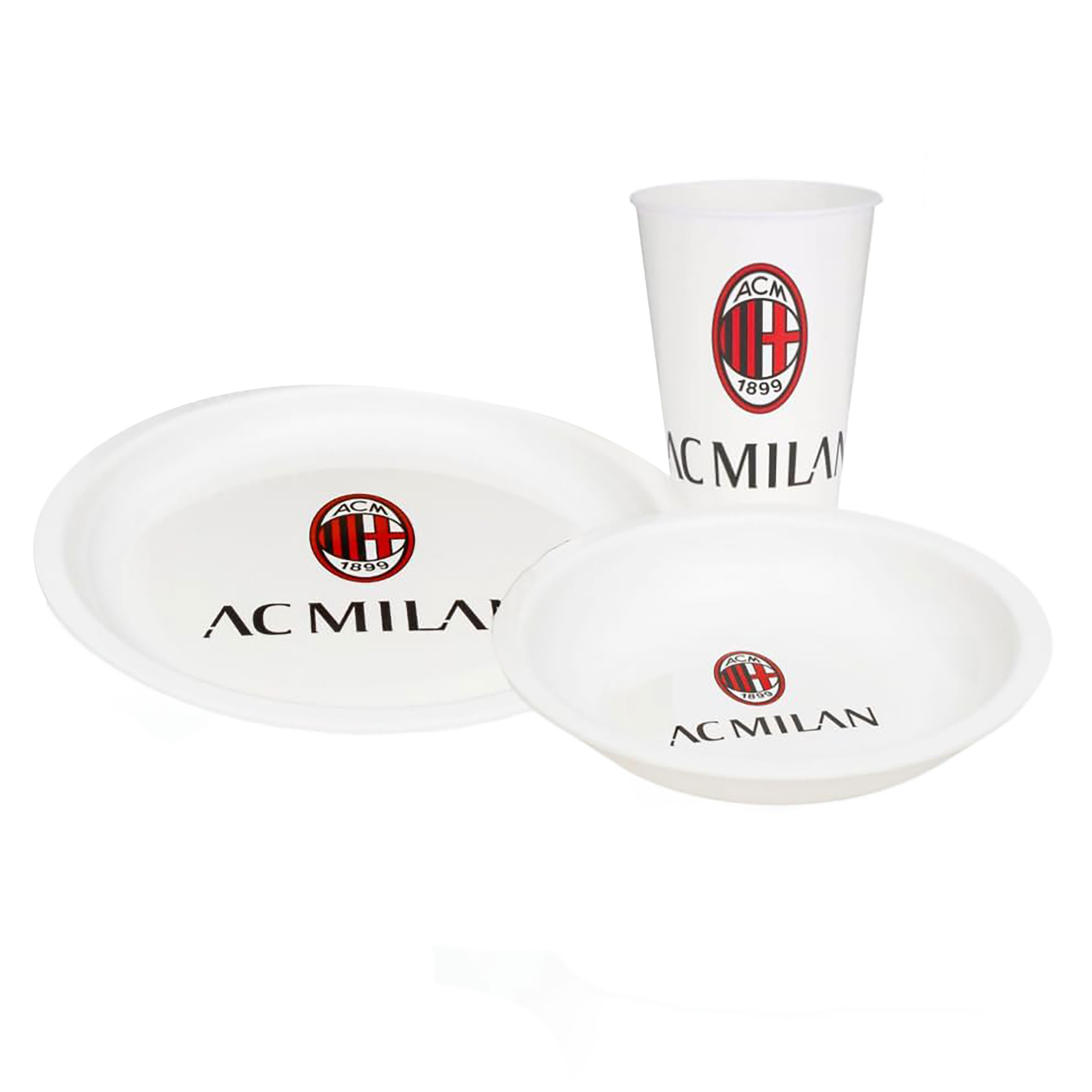 GIFT SET3 PEZZI PIATTO PIANO + FONDO + BICCHIERE A.C. MILAN