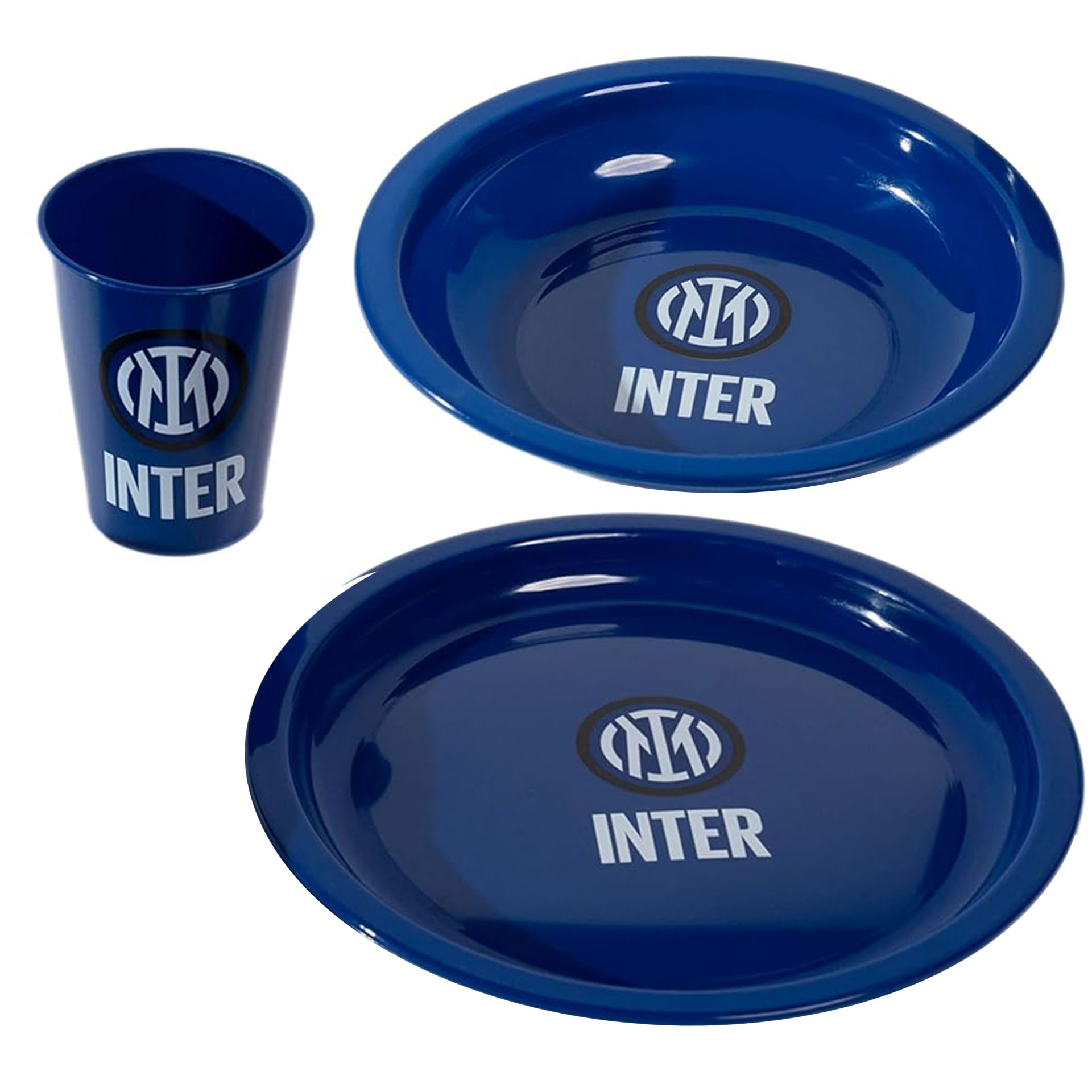 GIFT SET3 PEZZI PIATTO PIANO + FONDO + BICCHIERE F.C. INTER