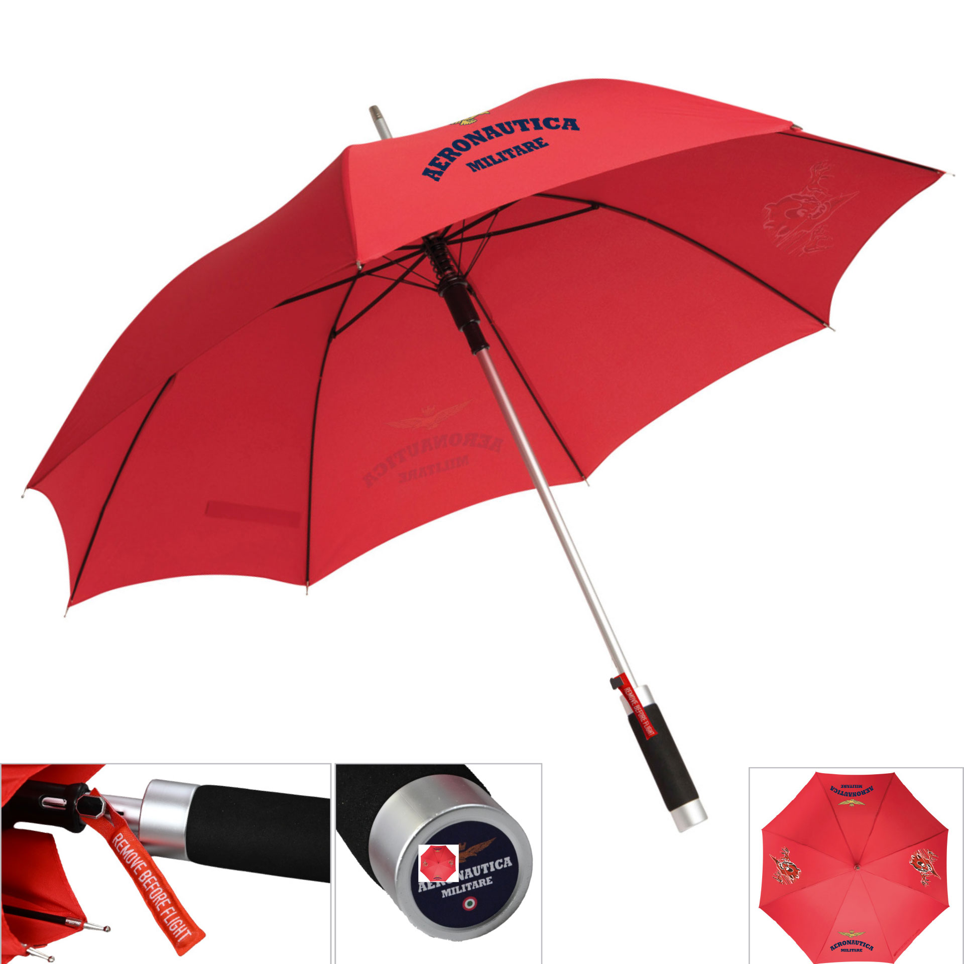 OMBRELLO AUTOMATICO RIVESTIMENTO IN POLIESTERE-PONGEE ROSSO