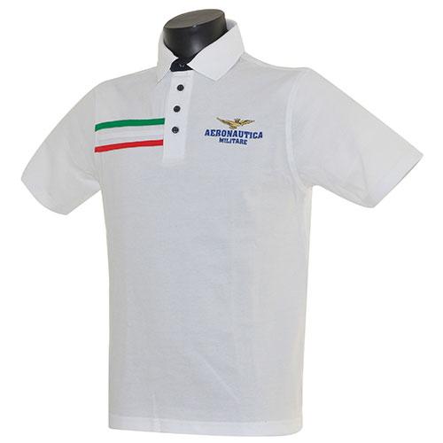 POLO IN COTONE MANICHE CORTE BIANCA AERONAUTICA MILITARE
