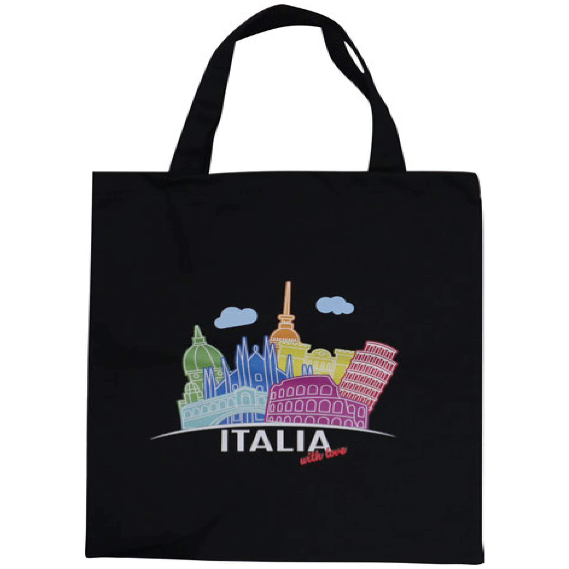 SHOPPER IN COTONE COLORE NERO 180GR CON MANICI LUNGHI PERSONALIZZATA
