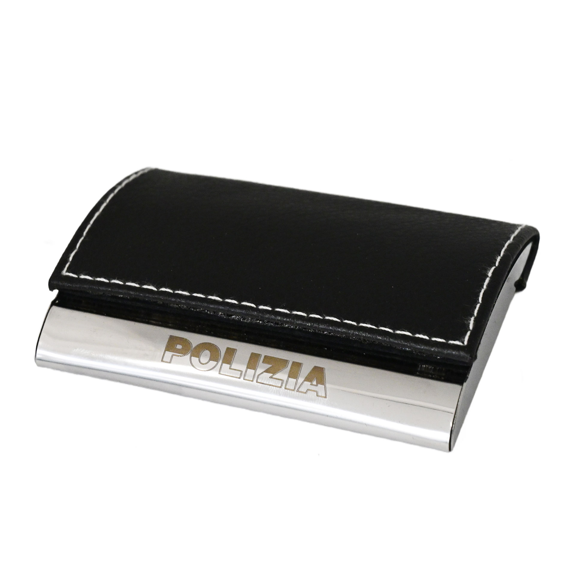 PORTA BIGLIETTINI DA VISITA BLU CON SCRITTA POLIZIA DI STATO INCISA