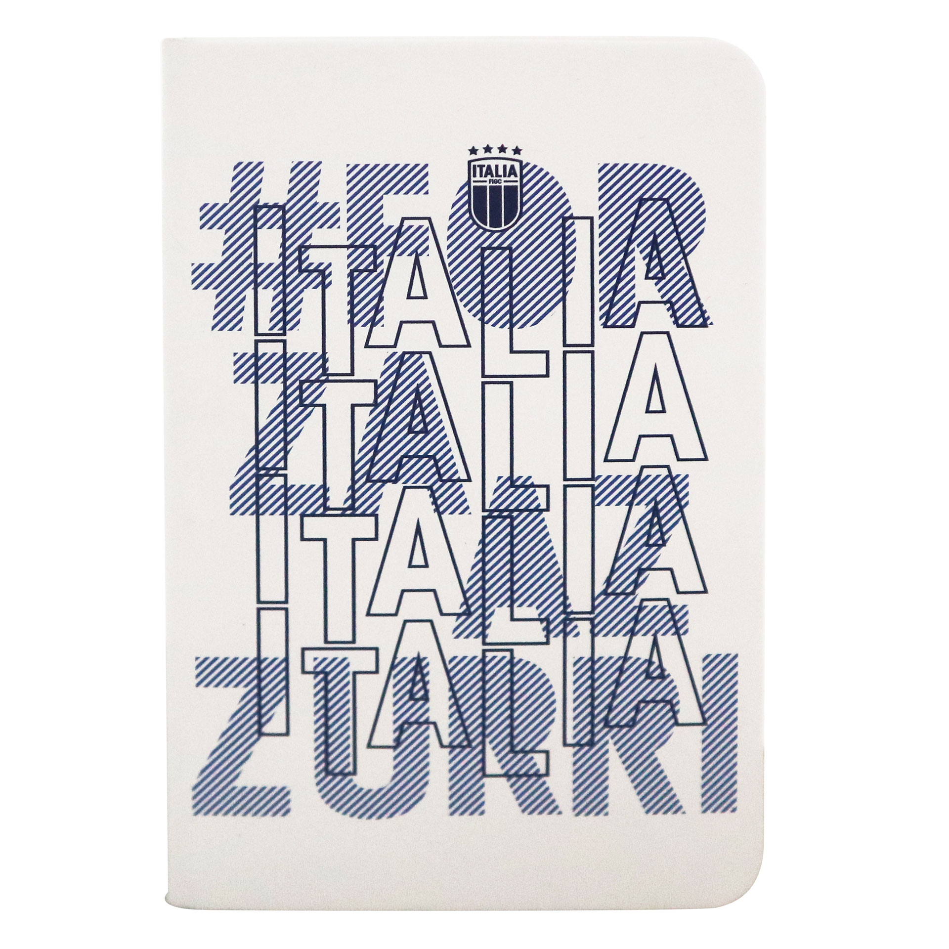 TACCUINO IN PU BIANCO E SEGNALIBRO IN TINTA FORZA AZZURRI 14,5X9,5 CM